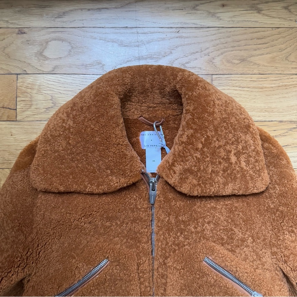 NWT The Arrivals + Liz Perez ‘Kala’ shearling teddy coat, rust (size: XS) - Picture 12 of 12